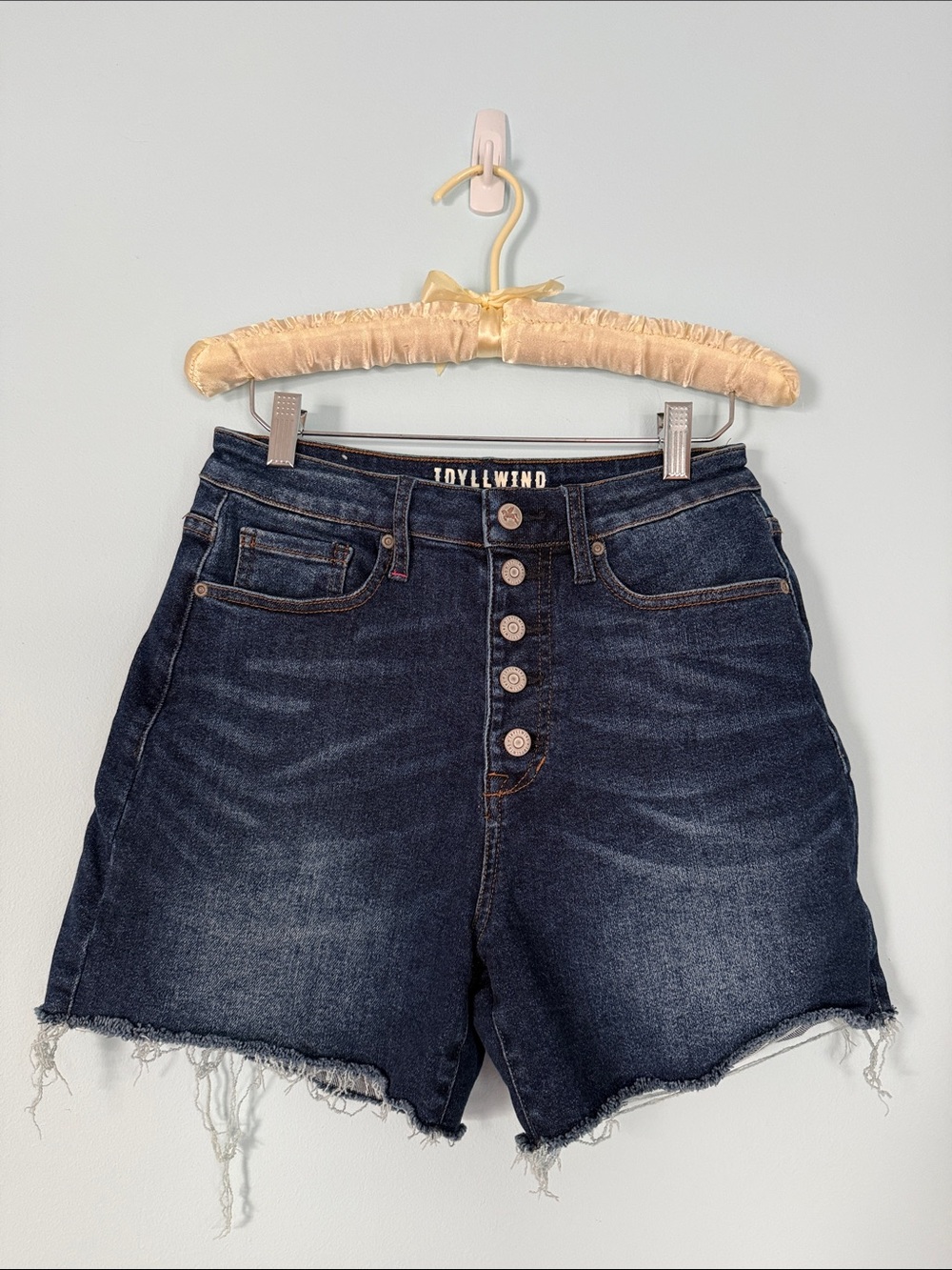Idyllwind Dark Blue High-Rise Button-Fly Denim Shorts